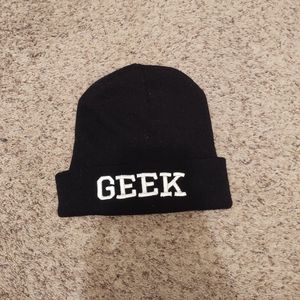 SOLD GEEK Black Fold Over Beanie